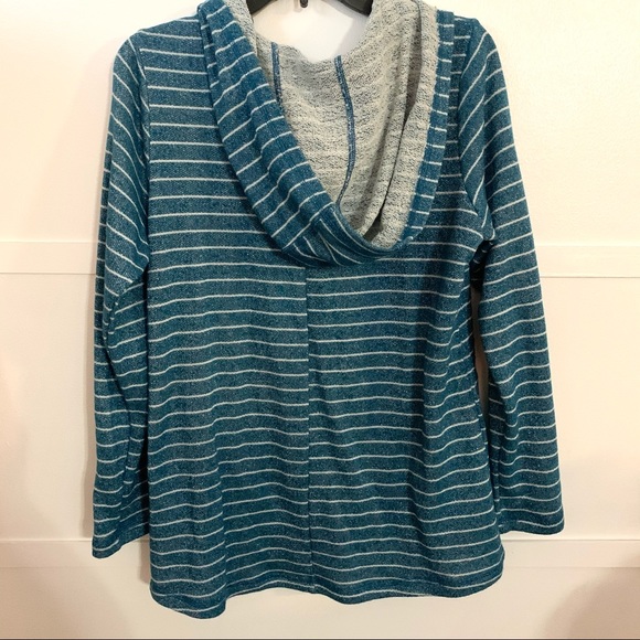 St. John’s Bay stripe pullover hooded sweater - Picture 2 of 5